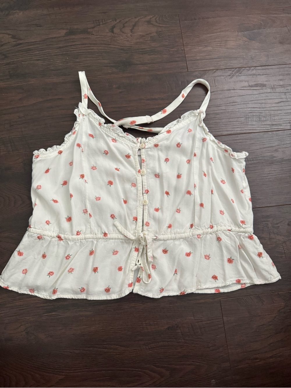 Juniors O’neill Cream Floral Tie-Waist Cami Tank Top